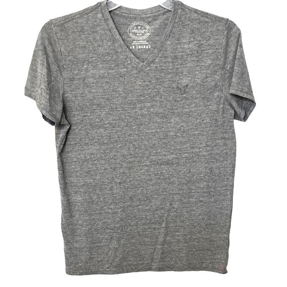 AMERICAN EAGLE V-NECK T-SHIRT, WOMENS, M (ATHLETIC FIT), GREY, A E LEGEND - Picture 1 of 9
